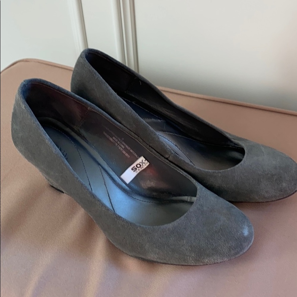Wedge Gray Faux Suede Heel